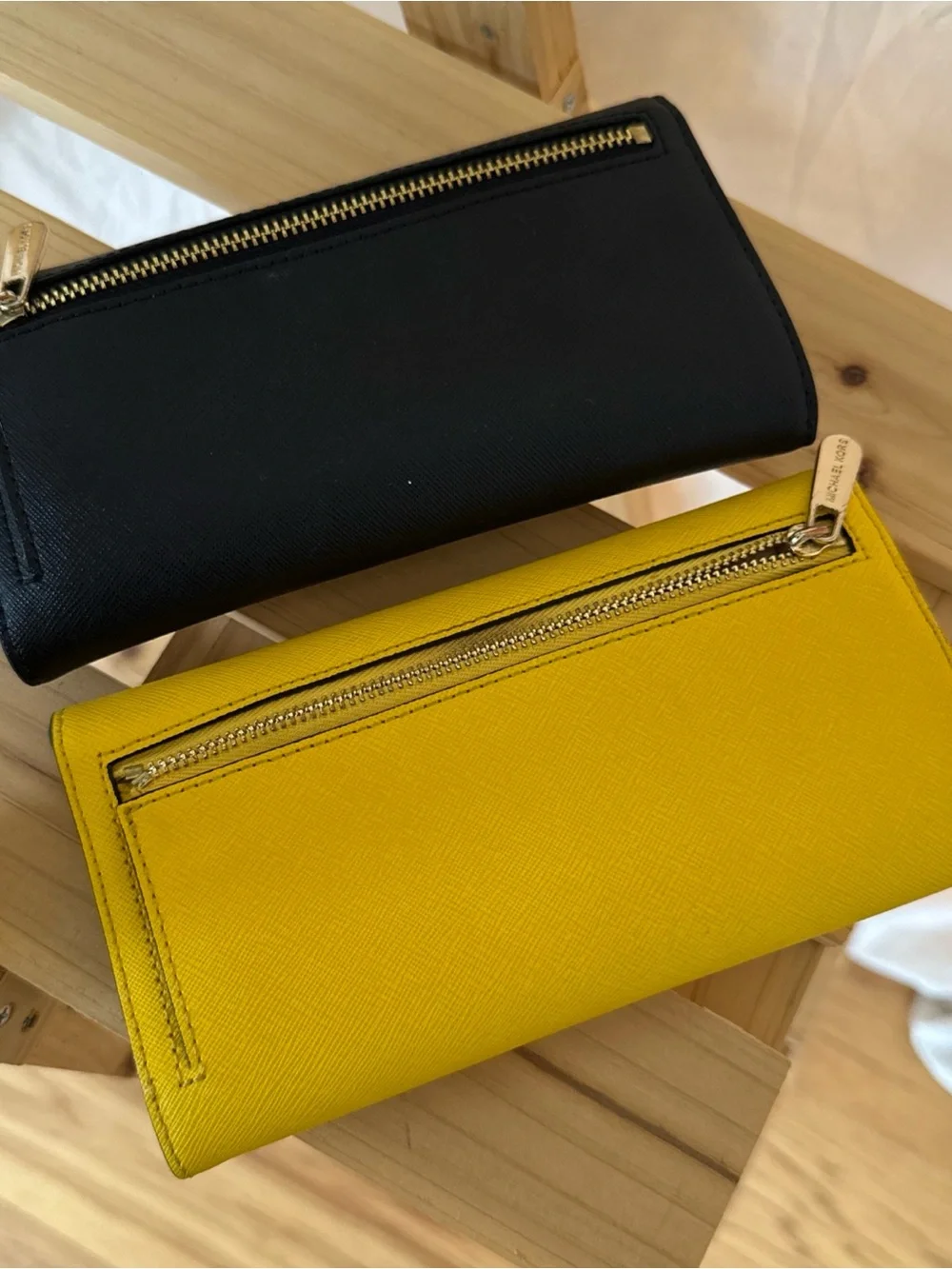Lot of 2 Michael Kors Women's Saffiano Leather Wallet - Yellow and Black